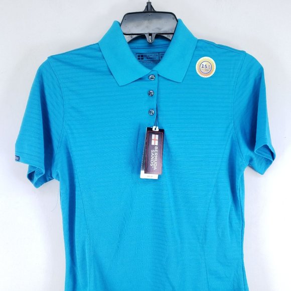 2 Bermuda Sands Golf Polos Women's Size XS Violet Turquoise Wick Away - Picture 6 of 10